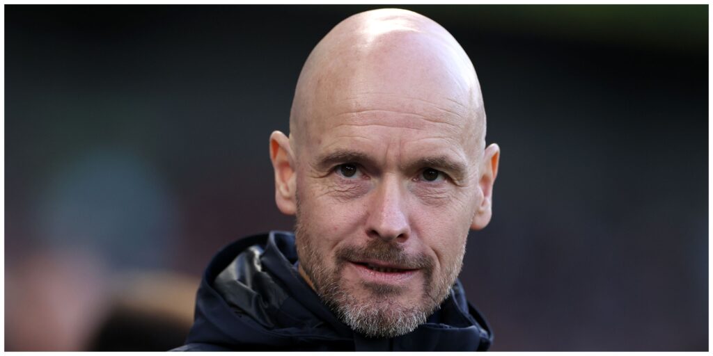 Manchester United manager Erik ten Hag with tiny smile